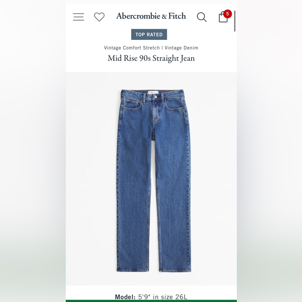 Abercrombie mid rise straight denim